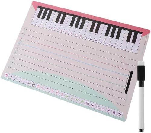 Mobestech Tableau Blanc Effaçable Pédagogique pour Apprentissage Musical Format Moyen Portée Musicale à 5 Lignes Outil Réutilisable pour Notes de Musique et Exercices Scolaires