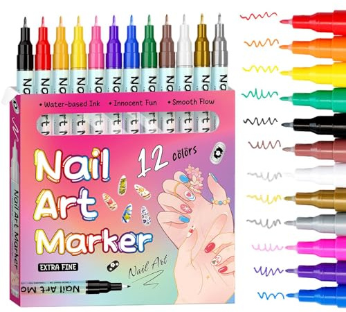 Rotuladores De Esmalte Para Uñas 12 Colores De Herramientas Para El Arte De | Marcadores Para Pintura De Uñas Para Mujeres Esposa Novia Hija Principiantes Navidad Cumpleaños Salón En Casa