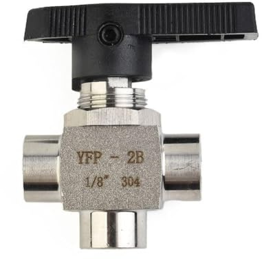 Gettimore 3 Way Ball Valve 304 Stainless Steel BSPP Female Thread High Pressure Water Oil Compatible G1/8, G1/4, G3/8, G1/2