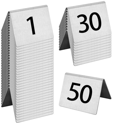 Machify 50 st bordshållare, rostfritt stål, svarttryck, triangulärt för bröllop, fest och restaurang, dubbelsidig, lätt att rengöra
