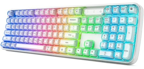 MOFII Tastiera ergonomica wireless aggiornata, tastiera BT/2,4 GHz Tri-Mode Ergo con curva naturale, retroilluminazione RGB, batteria ricaricabile, tastiera full-size per computer/laptop/Mac/MacBook