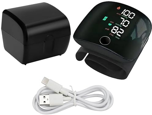 Sfigmomanometro da Polso Digitale Ricaricabile Portatile Con cofanetto con Display LED e Voce Guida