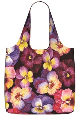 YWPCOIUYB Flores de pensamiento en acuarela,Bolsas de compras reutilizables, bolsas de supermercado plegables, bolsas de gran capacidad