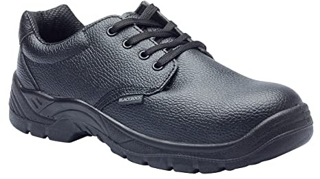 Blackrock S1-P SRC Gibson Safety Shoes, Mens and Womens, Black | Steel Toe Cap, Wide Fit, Lightweight Leather Safety Footwear, Slip Resistant Security Shoes, Work Utility Footwear - Size 11