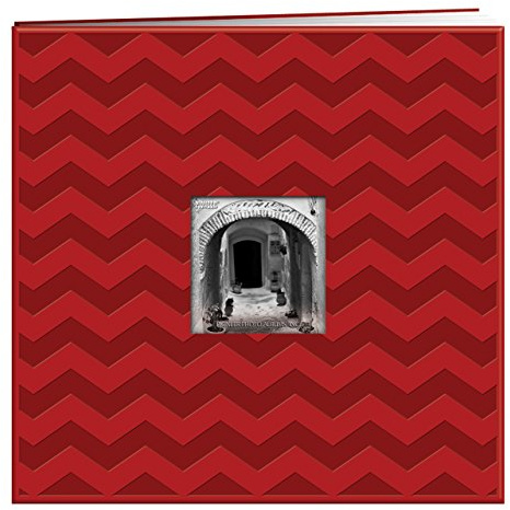 Pioneer Embossed Post Bound Scrapbook Album 12X12-Red Chevron