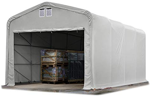 TOOLPORT Lagerzelt 5x8 m Zelthalle Unterstand PVC Plane 850 N wasserdicht grau