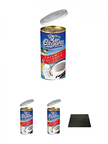 CocoTara Coco Tara CREAM OF COCONUT für exotische Cocktails 3 x 330 ml + Käseplatten - 1 er - Set 22 x 16 aus Schiefer