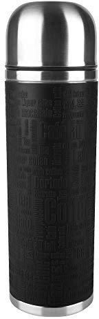 Tefal Senator Bouteille isotherme en silicone, acier inoxydable, noir, 9,5 x 9,5 x 30 cm