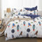 Qucover Copripiumino Singolo Bambino Cotone 135x200cm/ 80x80cm, Set di Biancheria da Letto per Bambini, Modello di Razzo Astronave Stelle Pianeti, Colore: Blu & Binaco