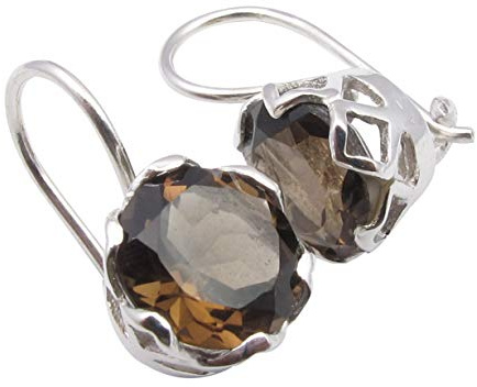 SilverStarJewel Massive Sterling Silber natürliche Rauchquarz durchbohrte Ohrringe 1,8 cm