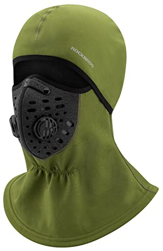 ROCKBROS Sturmhaube Herren Fahrrad Motorrad Halswärmer Ski Winter Balaclava Winddicht Anti-Staub Grün