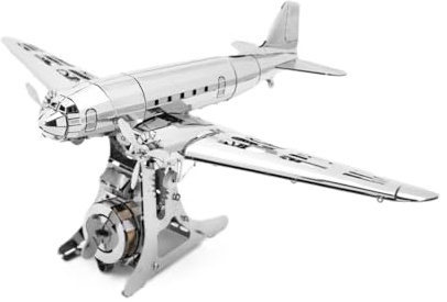METAL-TIME REMARQUABLE Douglas, modèle Douglas DC-3, kit de Construction mécanique de modèle d'avion en métal 3D, Construction de Bricolage en Acier Inoxydable avec boîte à Outils - 146 pièces.