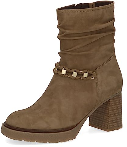 CAPRICE Stivaletti da donna con tacco in camoscio tacco a blocco Larghezza G, Verde (Olive Suede), 39 EU