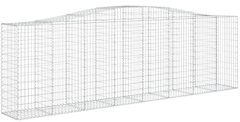 vidaXL Gabion bågformad 400x50x120/140 cm galvaniserat järn, gabionkorg, stenmur, gabionmur, gabionkorgar, stenmurar, gabionvägg