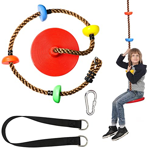 GothicBride Altalena per interni ed esterni, per bambini fino a 120 kg, altalena a disco con piattaforma, parco giochi, altalena da giardino, lunghezza 2 metri