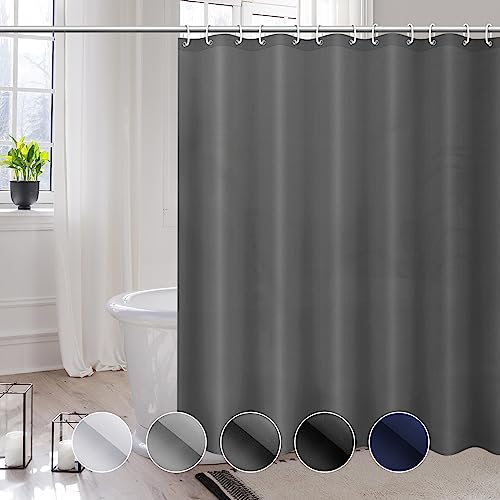 REDKEY Duschvorhang 240x200 cm, Anti-schimmel Badvorhang, Waschbar Schnelltrocknend Wasserabweisend PVC Textil, Antibakteriell Badewanne Vorhang mit 16 Haken für Bad Dusche, Dunkelgrau