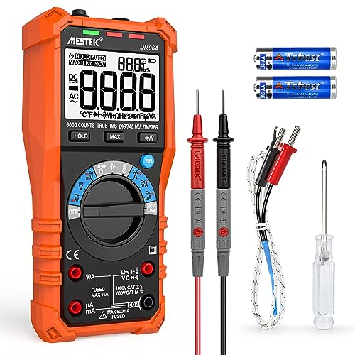 Digital Multimeter MESTEK AC/DC Spannungsprüfer Strommessgerät Messgerät Voltmeter Auto-Range True RMS misst Spannung Strom Ampere Volt Hz Ohmmeter Diode Widerstand Kapazität Temperatur Batterie NCV