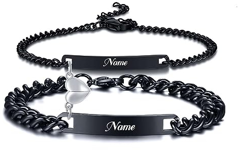 XUANPAI Personalisierte Partnerarmbänder - Graviertes Paar Armband für Familie, Paare und Pärchen