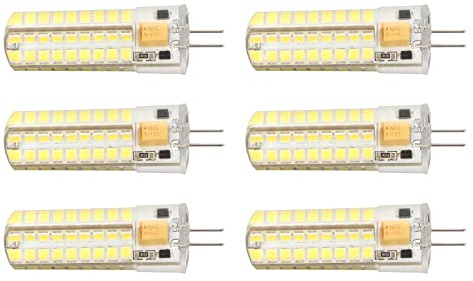 HEEPDD G4 LED-Glühbirne, Schnelle Wärmeableitung, 700 Lm, 72 LEDs, Silikon, G4-Glühbirne, 7 W, 360-Grad-Beleuchtung, 6 Stück, für Tischlampe, für Deckenlampe, für Hängelampe (Weißes