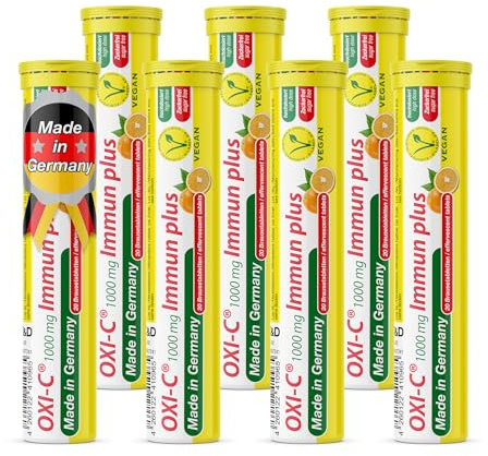 T&D Oxi C 1000 mg Vitamin C - 140 Vegan Drink Effervescent Tablets - Orange Flavor - Made in Germany