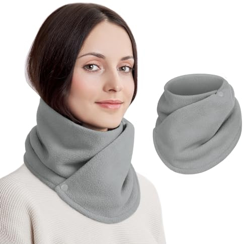 Figarge Winter Halswärmer - Dicker Fleece Schal Mit Doppelschnalle, Kragen Für Frauen, Snood, Warmer Halswärmer, Mode-Accessoire Für Alle Anlässe (Grau)