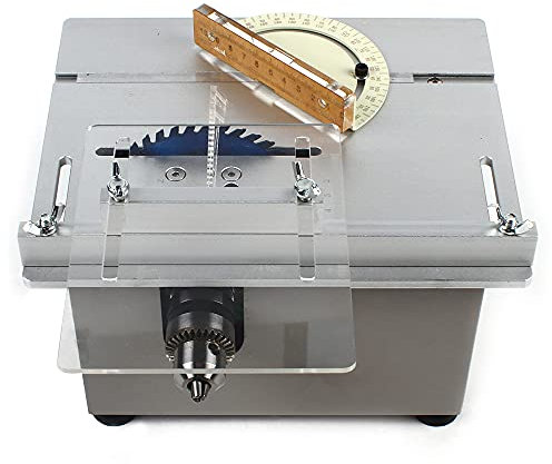 Mini sega da tavolo 96 W, sega circolare da tavolo con lama universale da 4 pollici, tavolo da lavoro mobile, profondità di taglio 16 mm, per taglio, lucidatura, incisione, perforazione