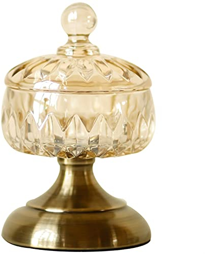 BgnEhRfL Sucrier avec Couvercle, sucrier, Plat à Bonbons en Cristal, Pot en Verre avec Couvercle, sucrier décoratif, récipients de Stockage des Aliments en Verre, diamètre 4,3 Pouces