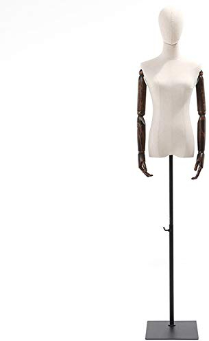 Weiblicher Mannequin-Torso-Körper, Kleiderform mit schwarzem, verstellbarem Metallständer, für die Präsentation von Damenbekleidungskleidern (Farbe: mit natürlichen Armen, Größe: klein), interessant