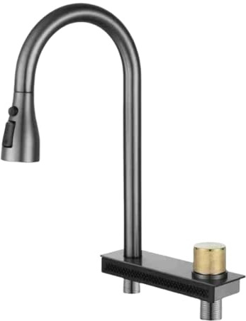 Robinet mélangeur d'évier de cuisine en acier inoxydable cascade robinet simple évier évier légumes bassin pluie tirette robinet double trou traction pluie