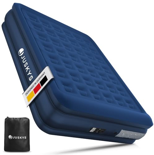 Juskys Matelas Gonflable Sapri L en Bleu - Lit Gonflable 2 Personnes Auto-gonflant - Matelas Gonflable pour invité ou Camping - Pompe intégrée