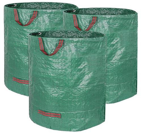 NIUQIGE Sacchi Giardinaggio 3x 272L - Robusto Sacchi Rifiuti Giardino in Polipropilene (PP) Antistrappo e Idrorepellente - Per Giardinaggio Domestico