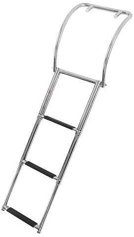 Brilluxa Échelle de Bateau Ponton à 3 marches, échelle d'embarquement télescopique Robuste pour Bateau, échelle de Pont de Bain intérieure télescopique Pliable en Acier Inoxydable