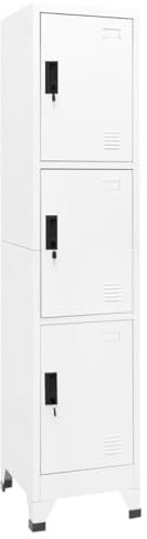 KATERYY Schließfachschrank Weiß 38x45x180 cm Stahl,Absperrbarer Metallspind mit viel Stauraum für Schule und Büro in Weiß Küchenschränke, Aufbewahrungsschränke, Schließfäch