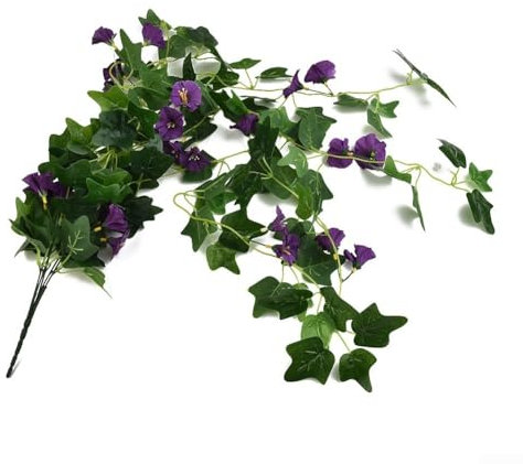 Gettimore Realistische Seidenblumenranke für Gartendekoration, schöner Akzent für Hochzeiten und Veranstaltungen (Morning Glory Purple)