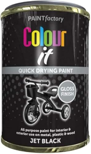 MIXEL Jet Black Gloss Paint Tin, Quick-Drying Formula, DIY Projects, Ideal for Interior and Exterior Use, Perfect for Wood, Metal, Plastic, Home Renovations, 300ml, (1 Pcs)