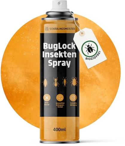 BugLock Insekten Spray - 400ml - Biozidfrei - Einkapselungseffekt mit physikalischer Wirkung - Universalspray - Gegen Silberfische, Ameisen, Schaben, Käfer, Spinnen und mehr - Direkt-Kontakt-Spray