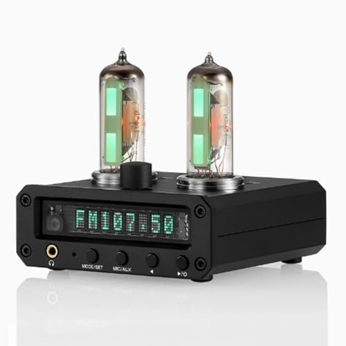 THYXGS FM-Röhrenvorverstärker, Audio-Vorverstärker, Nixie-Röhre + VFD-Bildschirm Musikrhythmuslicht, Mit 8-Bit-VFD-Bildschirm + 2 6E2-Röhren, Unterstützt Mehrere Schriftarten Und Animationsstile