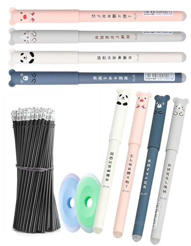 BARRU 8 pcs Radierbare Kugelschreiber 0,35mm Kawaii Gel Stift Kugelschreiber Löschbarer Gelstift Niedliche Cartoon-Tierstifte für Kinder, Studenten, Büro, Geschenk, Mit 20 Minen und 2 Radiergummis