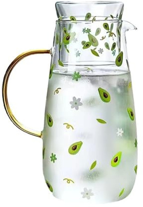 Agua de Noche de Agua, Jarra de Agua Moderna Nocturna, Hervidor de Agua Fría de 1300 Ml, Gran Capacidad de Gran Capacidad de Vidrio de Agua de Vidrio de Agua Fría, Tetera de una