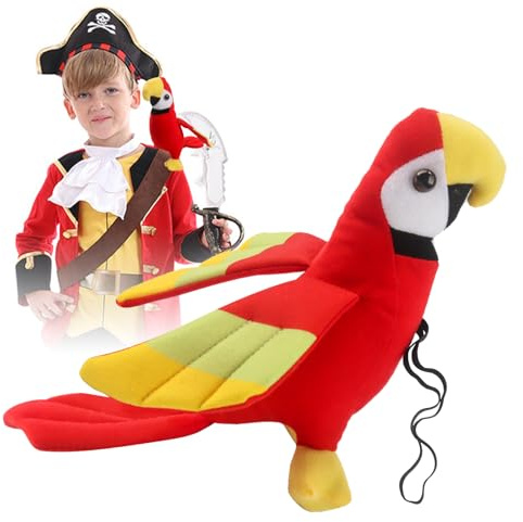 TIVUNORON Piraten-Kostüm-Zubehör Ausgestopfter Papagei, Piraten-Papageien-Requisite, Papagei Schulterpapagei-Modell, Für Halloween-piratenzubehör für Halloween-Piraten-Zubehör, Cosplay