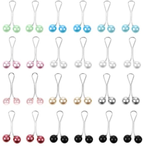 24 Stück Hijab Nadeln, Kopftuch Nadeln U-förmiger Hijab Pins Dekoration Clip Sicherheitsnadeln 10 Farben Schal Perle Pins Kopftuch-Perlennadeln Kleid Brosche für Damen Schal Schalclips