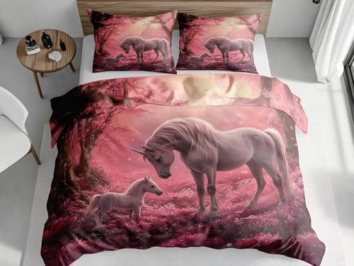 SKOEUI Set di Biancheria da Letto Cavallo Di Fantasia Set Copripiumino in
