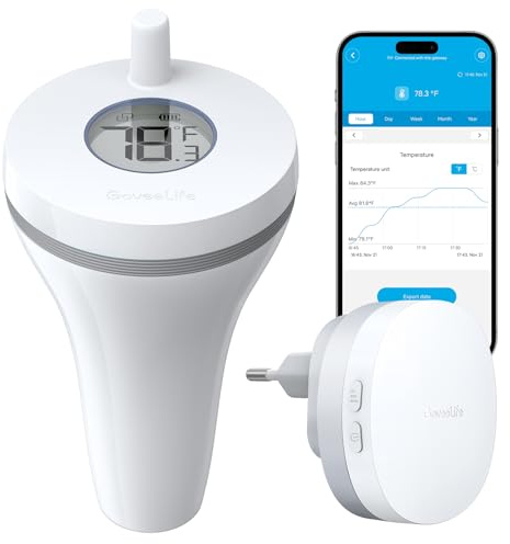 GoveeLife WLAN Pool thermometer mit App, Schwimmendes Funk Poolthermometer Digitale mit Wasserdichtigkeit nach IPX7, Benachrichtigungsalarm, Temperaturmesser für Badewanne, Aquarium und Spa