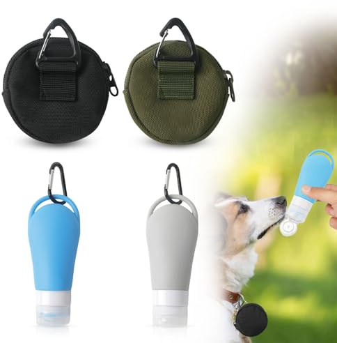 2 Stück Leckerlitasche für Hunde Klein und 2 Stück 90ml Futtertube, Wiederverwendbare Futtertube zum Befüllen Hund, Premium Silikon Reiseflaschen zum, Vielseitiges Hundezubehör für Training & Reisen