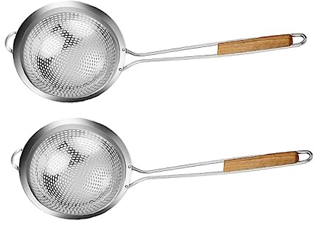 Alipis Passoire Inox à Mailles Fines avec Manche Ergonomique Chaleur Écumoire à Friture Acier Inoxydable pour Cuisine Maison et Professionnelle