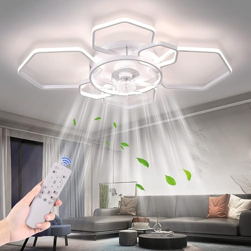 Warmiehomy Ceiling Fan with Light,103cm Dimmable Smart LED Ceiling Light Fan with Remote/App Control,60W 1/2 H Timing Reversible Fans with Lamps 3 Colors for Living Room Dining Room(White)