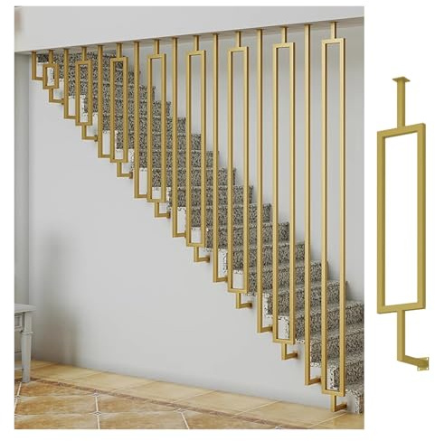 Axe d'escalier doré personnalisable – Balustres d'intérieur modernes pour balustrades, poteaux de garde-corps à visser sur le côté, 65 cm de hauteur, décoration de rechange élégante (1 pièce)