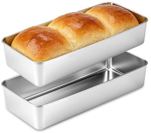 Romon Stampo Plumcake, 2 Pezzi Moulde Pane in Cassetta, Inoxydabile di Qualità Alimentare, Anti-rugina, Lavabile in Lavastoviglie, Stampi Pan Brioche per Torte, Pasticcini (33×15×6.5cm)