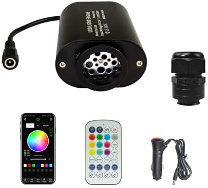 Ciel Etoile Voiture Source lumineuse à fibre optique 6 W, scintillement et son, RGBW, boîte lumière, moteur, plongeur, applicat/télécommande, mode capteur de musique for voiture