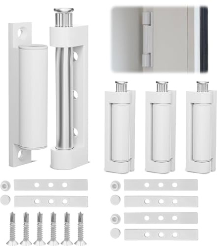 Foonary Juego de bisagras para puerta, 3 unidades, 95 mm de aluminio, bisagra para puerta y ventana con 6 juntas y 30 M4 x 25 tornillos, universal para puertas de madera, moderno, minimalista